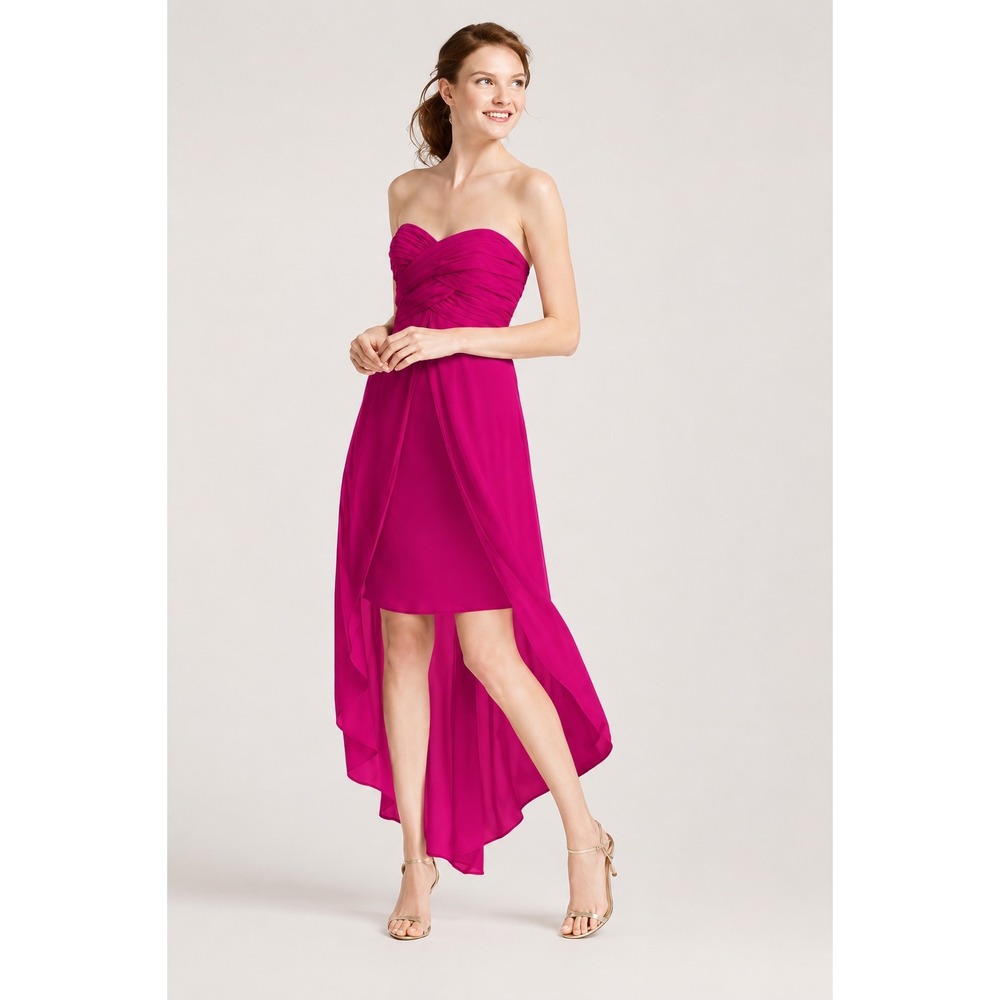 fuchsia bridesmaid dresses david's bridal | | Davids Bridal Womens Chiffon Dress Pink Strapless High Low Formal Cocktail Prom Fabric Type: MESH AND JERSEY My Height is:Tall (5'7
